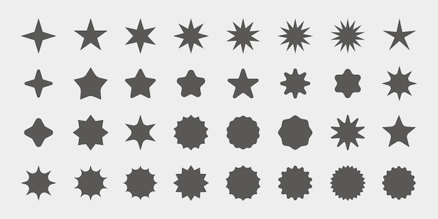 Plik wektorowy zestaw ilustracji różnych kształtów gwiazd