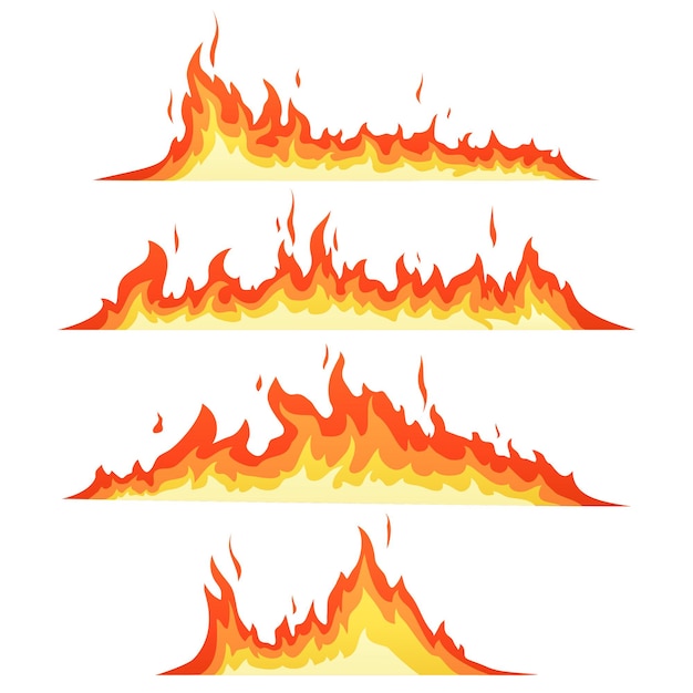 Plik wektorowy zestaw ilustracji wektorowych czerwony i pomarańczowy płomień ognia