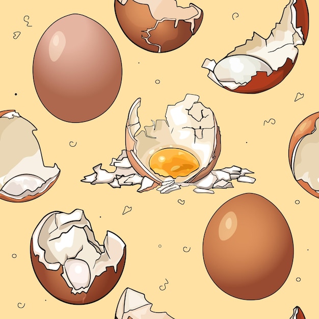 Zestaw ilustracji wektorowych jaj kurzych całych i połamanych Puste miejsce na etykietę ikony logo projektanta Pojedynczo na białym tle