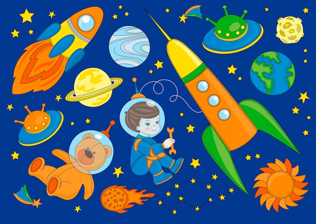 Zestaw Ilustracji Wektorowych Little Spaceman