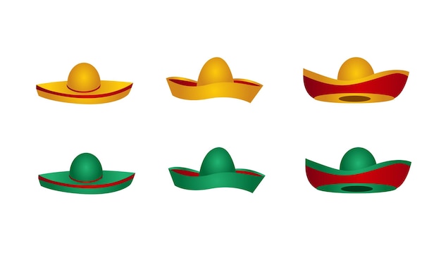 Plik wektorowy zestaw ilustracji wektorowych meksykańskiego kapelusza