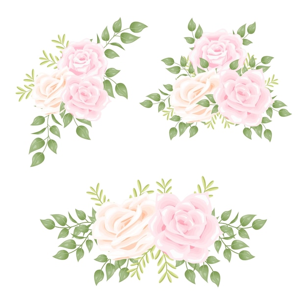 Plik wektorowy zestaw ilustracji wektorowych piękny kwiatowy bukiet ozdoby