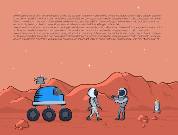 Wektor zestaw ilustracji wektorowych statku kosmicznego, rakiety, łazika. doodle kreskówka wektor ikony.