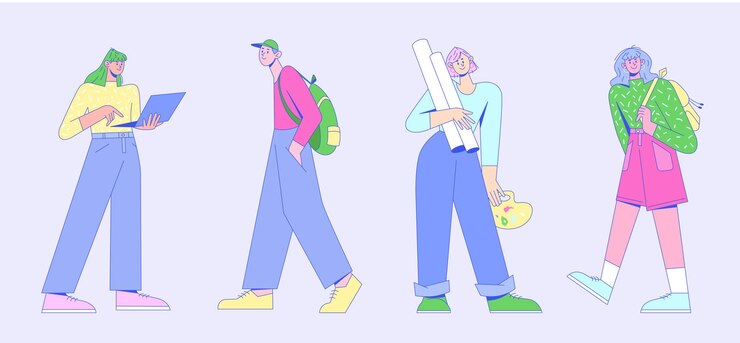 Wektor zestaw ilustracji wektorowych znaków uczniów