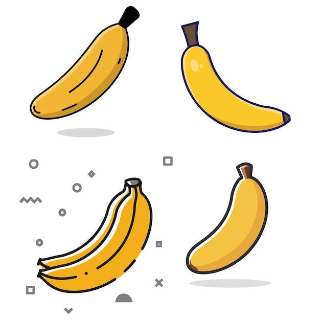 Zestaw Ilustracji Z Bananami