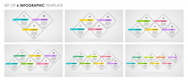 Plik wektorowy zestaw infografiki cienka linia z ikonami oraz 3, 4, 5, 6, 7, 8 opcji lub kroków. pomysł na biznes.