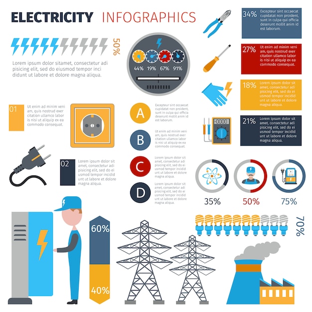 Zestaw Infografiki Energii Elektrycznej