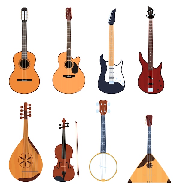 Zestaw Instrumentów Muzycznych, Strunowe Instrumenty Muzyczne, Klasyczne Instrumenty Muzyczne, Gitary, Narodowe Instrumenty Muzyczne.