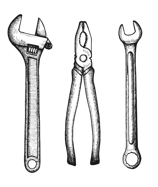 Zestaw Instrumentów Szkic Ilustracji Wektorowych Rysunek