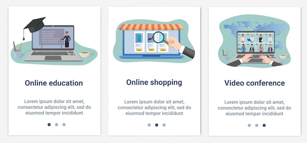 Zestaw Interfejsów Ui I Ux Edukacja Online Zakupy Online I Wideokonferencja