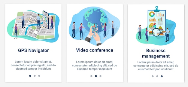 Zestaw Interfejsów Ui I Ux Nawigacja Gps Wideokonferencje I Zarządzanie Biznesem