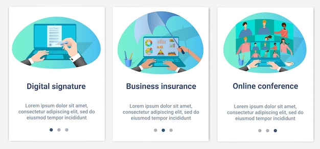 Zestaw Interfejsów Ui I Ux Podpis Cyfrowy Ubezpieczenie Biznesowe I Konferencja Online