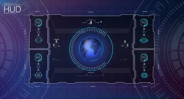 Zestaw Interfejsu Użytkownika Sky-fi. Futurystyczny Docelowy Interfejs Użytkownika Dotykowego. Tło Z Futurystyczną Koncepcją.