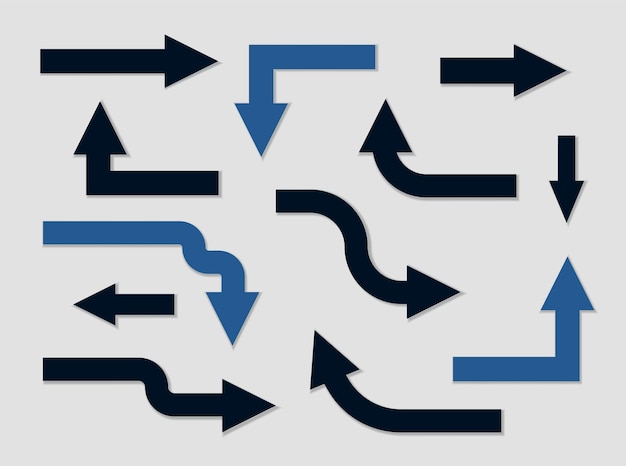 Zestaw Izolowanych Strzałek Wektorowych Na Białym Tle