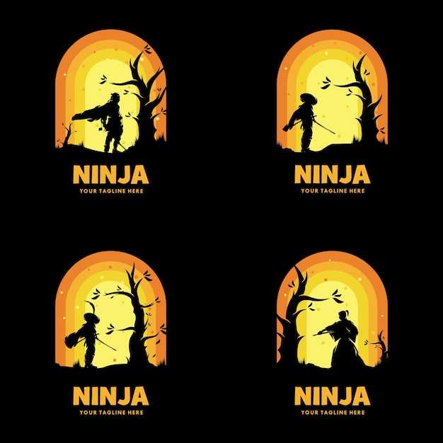 Zestaw Japońskiego Logo Miecza Ninja