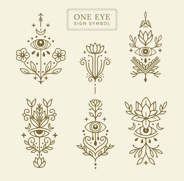 Plik wektorowy zestaw jednego symbolu ornamentu znaku oka