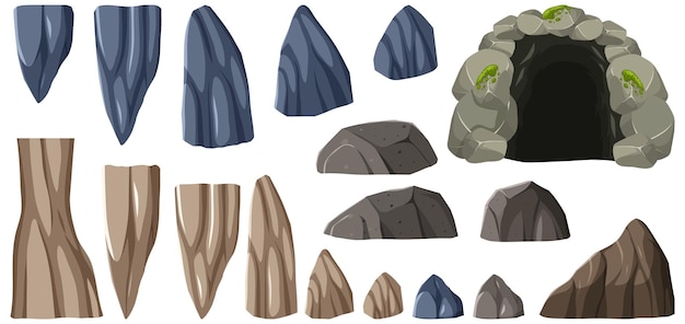 Plik wektorowy zestaw kamieni i elementów skał