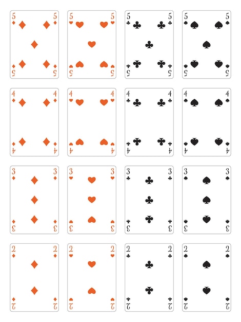 Plik wektorowy zestaw kart do gry odpowiednich dla leworęcznych liczby 5 2 pozostała część biurka dostępna w kolekcji