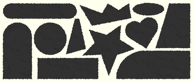 Zestaw Kawałków Rozerwanego Papieru Czarne Kwadratowe Ramki Z Nierównymi Krawędziami I Pomarszczoną Teksturą Papieru