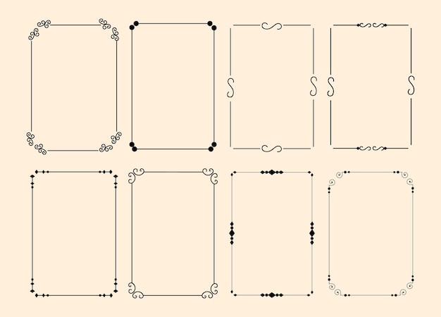 Zestaw klasycznej kaligraficznej ozdobnej ramki ozdobnej