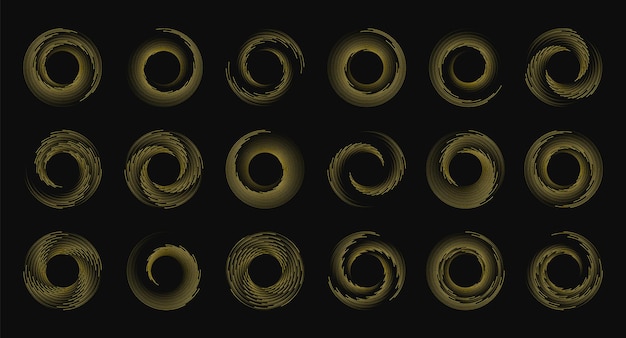 Zestaw kół kropkowanych linii prędkości. Element projektu ramki, logo, tatuażu, stron internetowych, wydruków.