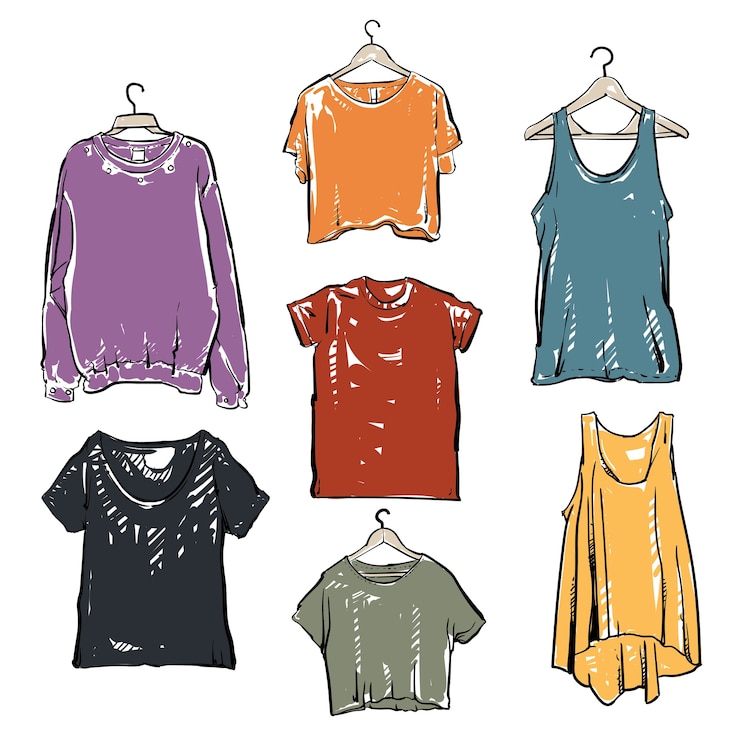 Wektor zestaw kolekcja t-shirt dla kobiet moda.