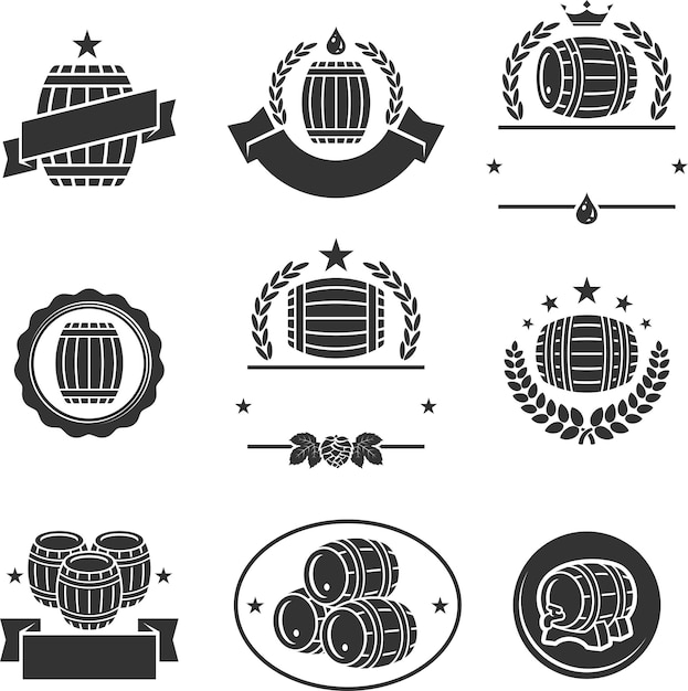 Zestaw Kolekcji Etykiet Beczek Vector