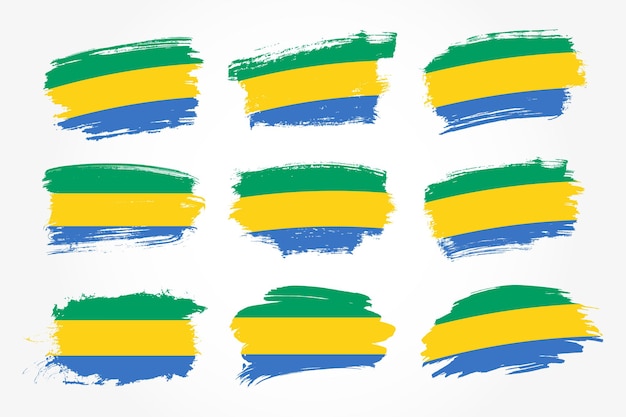 Zestaw Kolekcji Flag Obrysu Pędzla Gabonu