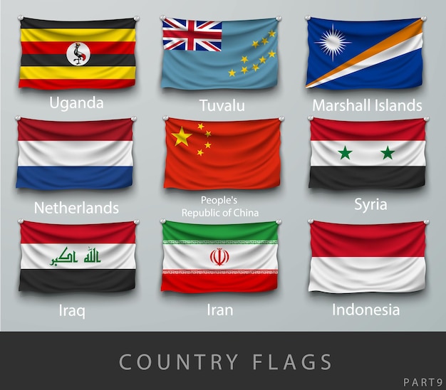 Zestaw Kolekcji Flagi Nigerii Na Białym Tle.