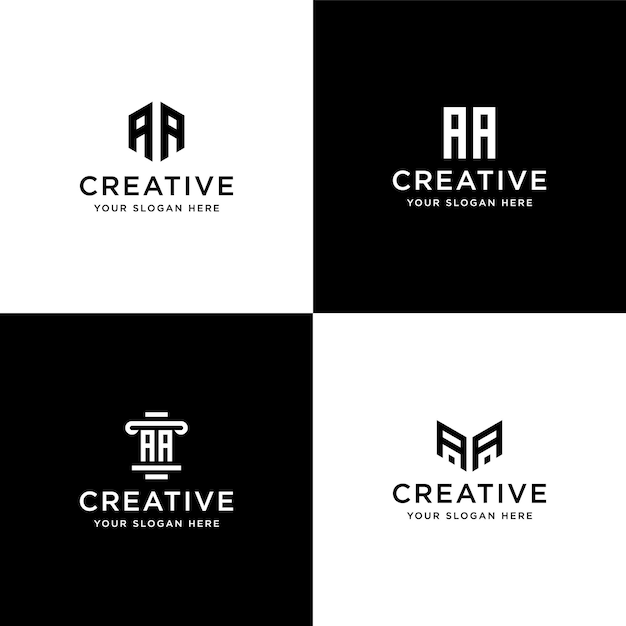 zestaw kolekcji inicjały szablon projektu logo AA