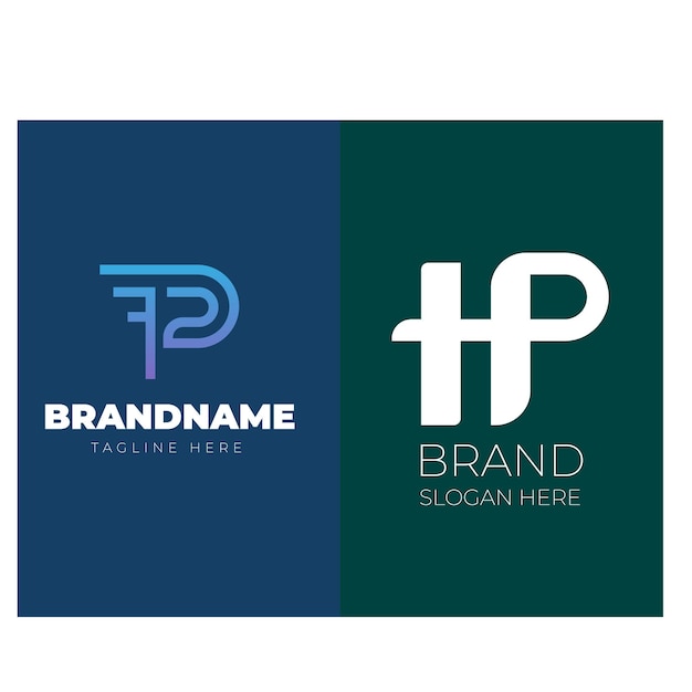 Zestaw kolekcji logo litery p z kolorową koncepcją dla firmy