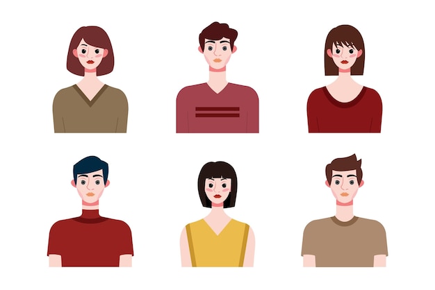 Zestaw kolekcji ludzi avatar projekt znaków dla mediów społecznościowych i sieci aplikacji internetowej