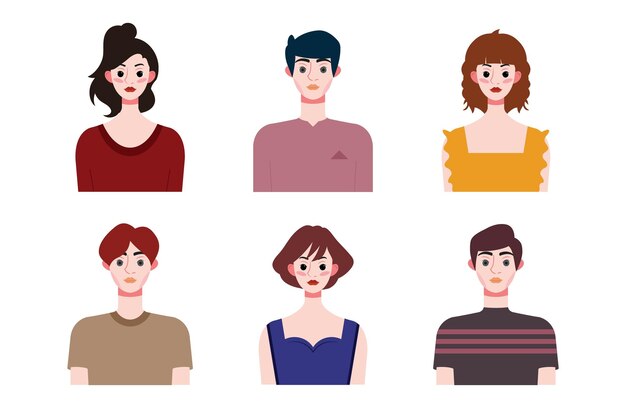 Zestaw kolekcji ludzi avatar projekt znaków dla mediów społecznościowych i sieci aplikacji internetowej
