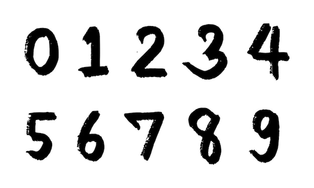 Plik wektorowy zestaw kolekcji numer alfabetu ręcznie rysowane pędzlem grunge atramentu do dekoracji elementu rysunkowego
