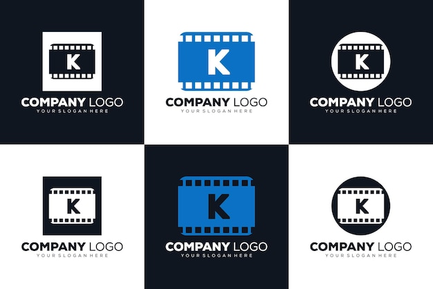Zestaw Kolekcji Początkowe Logo Litery K Dla Szablonu Projektu Filmu Kinowego I Wideo