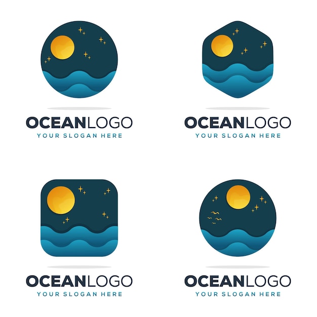 Zestaw Kolekcji Projektu Logo Oceanu