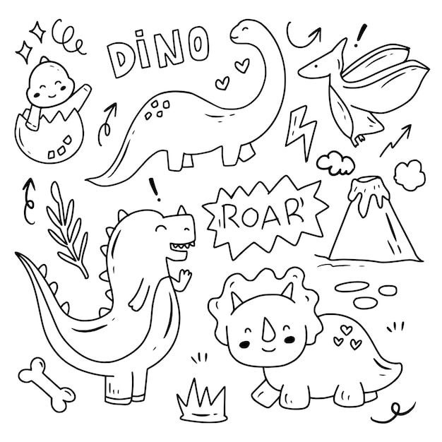 Zestaw Kolekcji Rysunków Doodle Dino