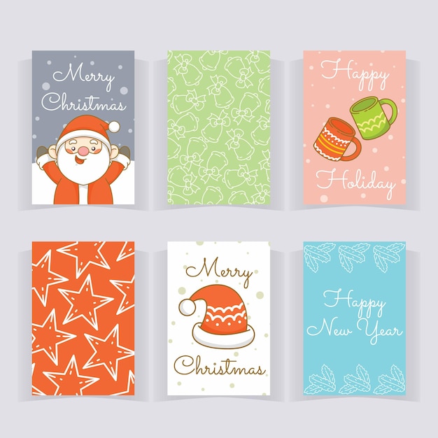 Plik wektorowy zestaw kolekcji uroczych świątecznych kartek z życzeniami