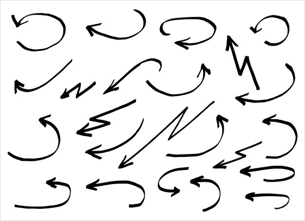 zestaw kolekcji wektorowych strzałek narysowanych ręcznie rysunek markera Doodle