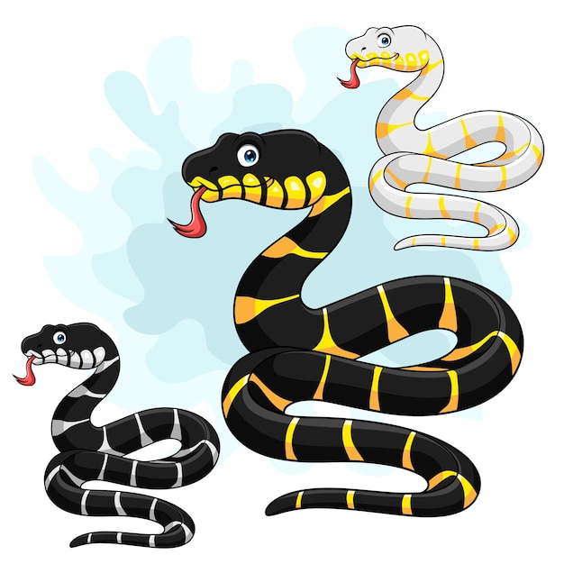 Plik wektorowy zestaw kolekcji węży namorzynowych z kreskówek