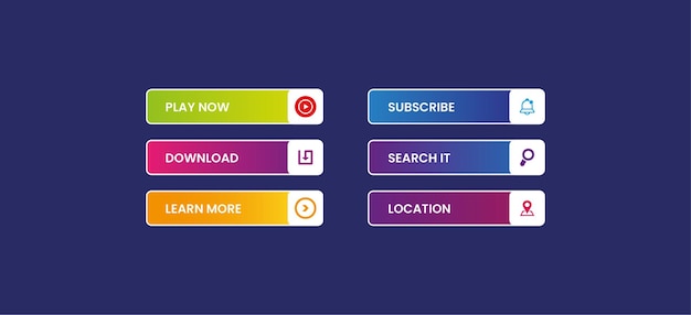 Plik wektorowy zestaw kolorowej ikony i projektu przycisku zestawu interfejsu użytkownika