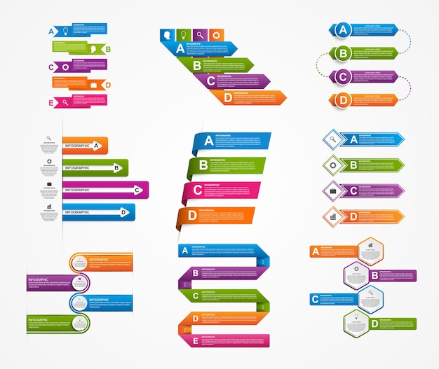 Zestaw Kolorowych Elementów Projektu Infografiki.