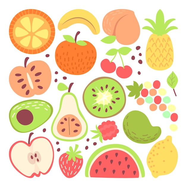 Zestaw Kolorowych Ilustracji Owoców