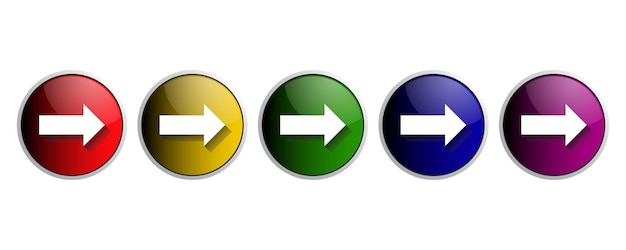 Plik wektorowy zestaw kolorowych okrągłych przycisków ze strzałkami błyszczące przyciski strzałek elementy grafiki wektorowej wektor chory