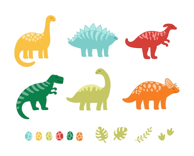 Zestaw Kolorowych Uroczych Dinozaurów I Jajek Dla Dzieci