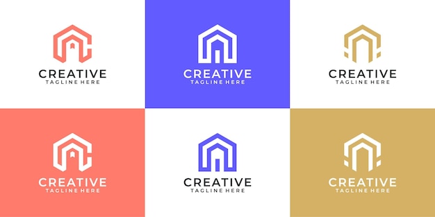 Zestaw Koncepcji Projektowania Logo Mieszkania Nieruchomości