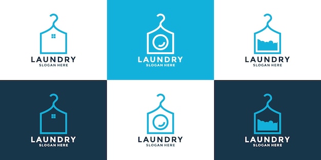 Zestaw Koncepcji Projektu Logo Clean Laundry Z Kreatywną Kombinacją