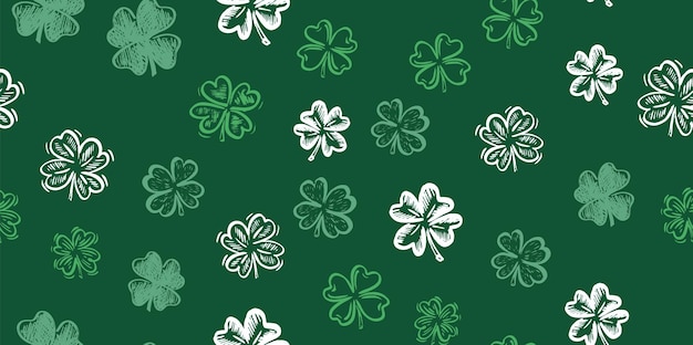 Zestaw Koniczyny Saint Patricks Day Ręcznie Rysowane Ilustracje