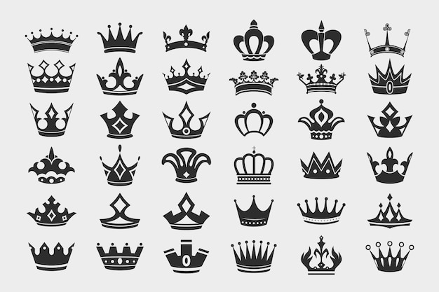 Plik wektorowy zestaw korony księcia. głowa króla