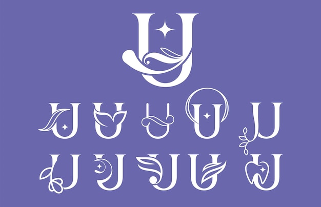 Plik wektorowy zestaw kosmetyków kosmetycznych spa eleganckie logo litera u
